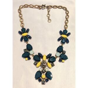 J.CREW Faceted Crystal Beaded Bib Style Statement Choker Necklace Floral EUC